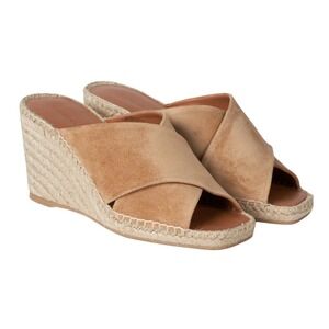 Vince Sandals Womens Size 8 Tan Gaelan Suede Wedge Espadrille Slide Heel Beach